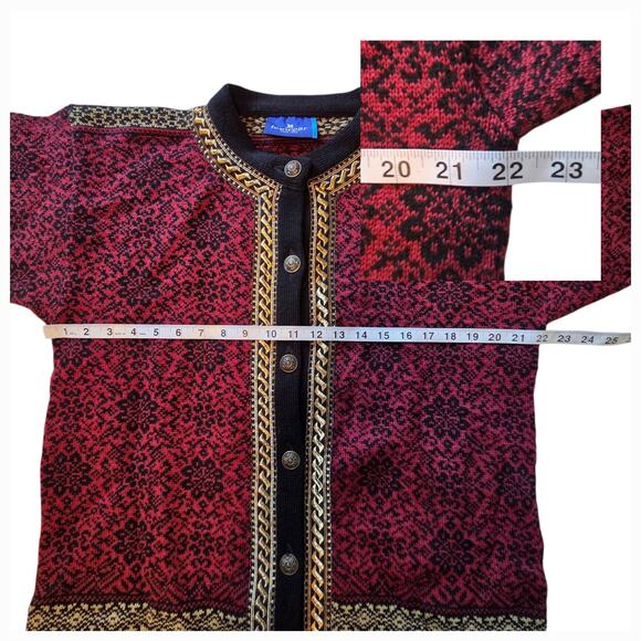 Icewear Wool Cardigan Sweater Vintage Norwear Nordic Button Down Gold Accents M - Picture 8 of 11